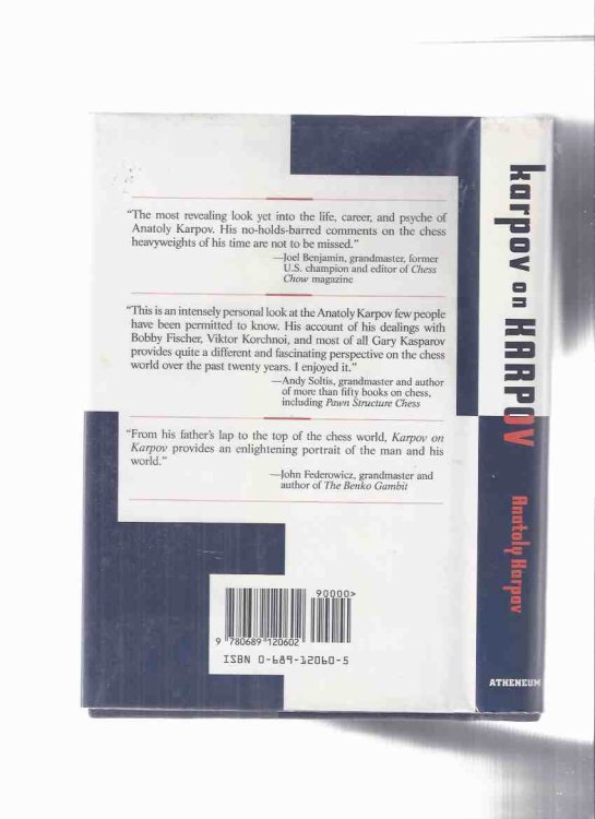 Karpov on Karpov: Memoirs of a Chess World Champion -by Anatoly Karpov ( Russian Grandmaster )( Autobiography )