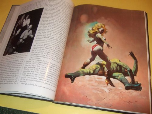 ICON: A Retrospective By the Grand Master of Fantastic Art - FRANK FRAZETTA (rear cover shows The Night They Raided Minsky's artwork for the movie poster, endpapers show Tarzan of the Apes and a gorilla )