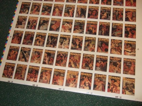 UNCUT SHEET of 21st Century Archives Trading Cards for Weird Tales / Terror Tales / Horror Stories / Dime Mystery / Startling Mystery Pulps ( 110 Cards -measures about 27.5w x 39h inches )