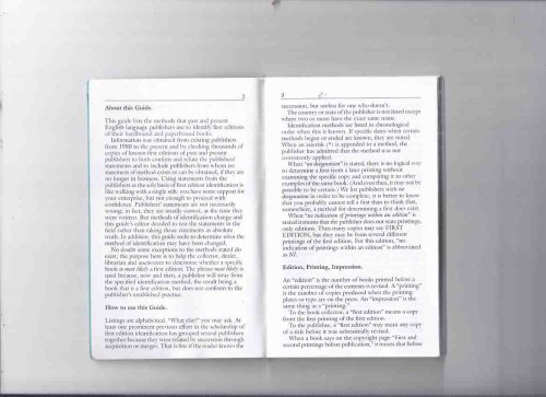 A Pocket Guide to the Identification of First Editions -FIFTH Revised Edition ( 1st Edition ID / Identifier to Publishers )