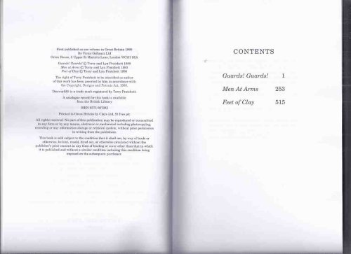 The City Watch Trilogy: A Discworld Omnibus volume containing Guards, Guards; Men at Arms; Feet of Clay ---by Terry Pratchett ( Book 1, 2 and 3 of the Trilogy )( 1st Edition, First Printing )