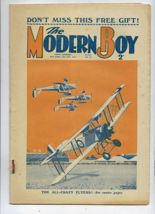 The Modern Boy No. 281 Vol. 11 - 24/06/1933 (24th June1933) - Containing W E Johns Centrefold - All-Crazy Flyers!