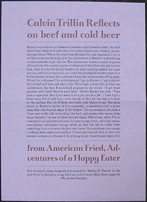 Calvin Trillin Reflects on beef and cold beer. from American Fried, Adventures of a Happy Eater.