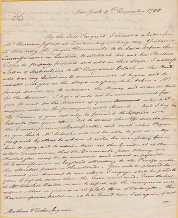 An Autograph Letter, NY, 1785.
