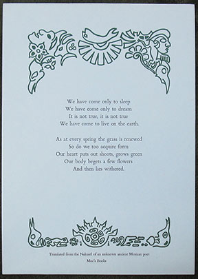 We have come only to sleep. [first line of poem]