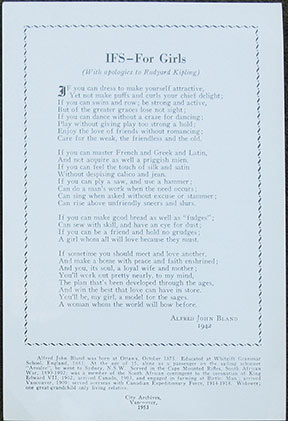 IFS - For Girls (With apologies to Rudyard Kipling).