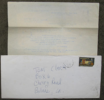 Three typescript poems, sent to Tom Clark in 1973.