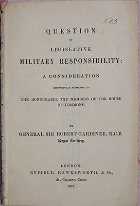 Question of Legislative Military Responsibility: A Consideration .