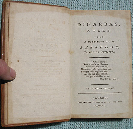 Dinarbas; A Tale: Being A Continuation of Rasselas, Prince of Abissinia.