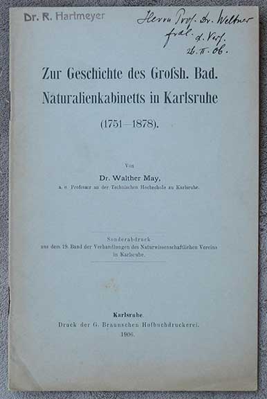 Zur Geschichte des Grossh. Bad. Naturalienkabinetts in Karlsruhe (1751 - 1878).
