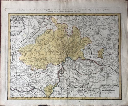 Territorium Republicae liberae Helveticae Scaphusiensis ex mensuratione olim Pejeriana ad hanc formam reducta mappa.