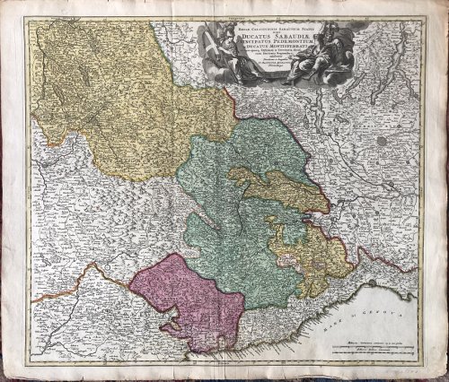 Regiae Celsitudinis Sabaudicae Status in quo Ducatus Sabaudiae Principatus Pedemontium et Ducatus Montisferrati in suas quasq Ditiones & Territoria divisi cum finitimis Regionibus exhibentur.