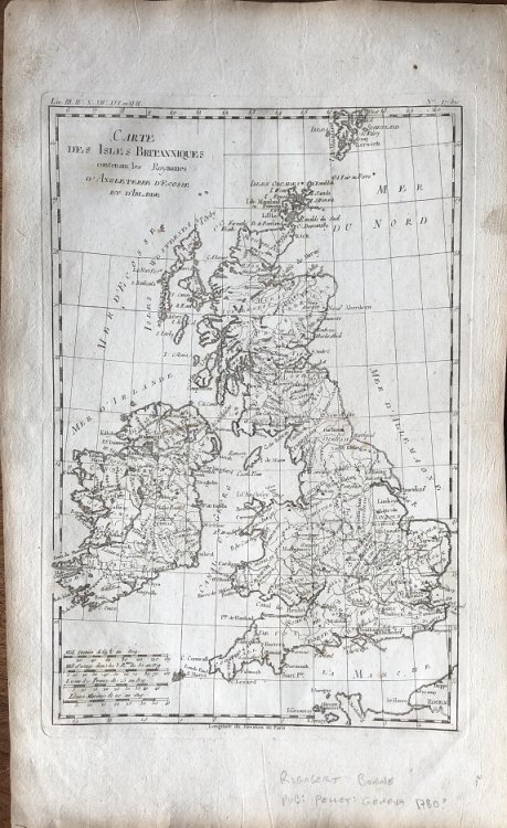 Carte Des Isles Britanniques, contenant les Royaumes d'Angleterre d'Ecosse et d'Irelande.