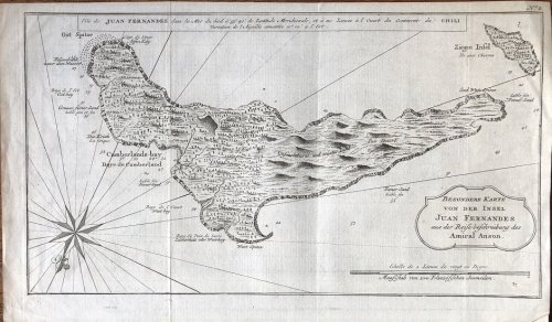 Besondere Karte von der Insel Juan Fernandes aus der Reise beschreibung des Admiral Anson. [Robinson Crusoe's Island].