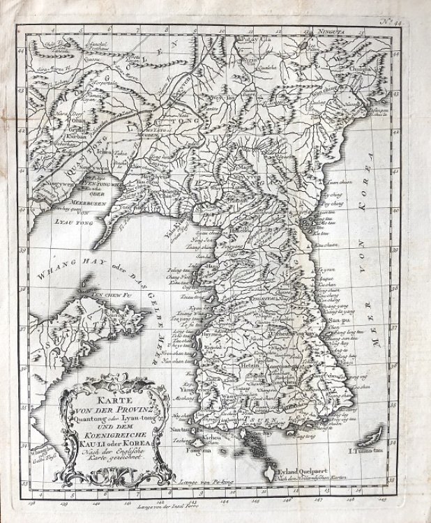 Image for Karte von der Provinz Quantong oder Lyau-tong und dem Koenigreiche Kau-Li oder Korea. Nach der Englische Karte gezeichnet. Karte von der Provinz Quantong oder Lyau-tong und dem Koenigreiche Kau-Li oder Korea. Nach der Englische Karte gezeichnet.