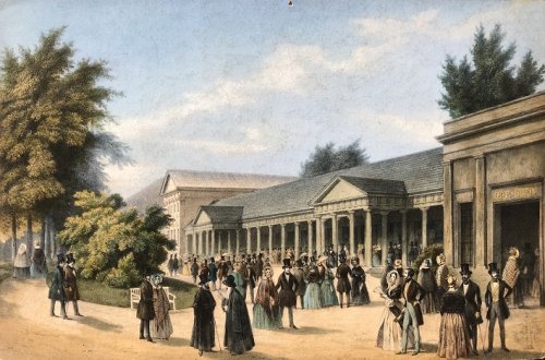 Das Riesengebirge. No. 9. Die Elisenballe zu Ober-Salzbrunn. / Le Portique d'Elise a Ober-Salzbrunn.