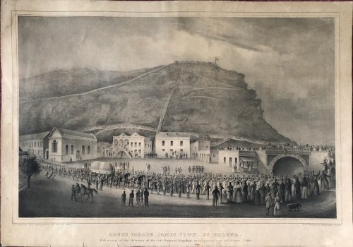 Lower Parade, James Town, St. Helena. With a view of the Remains of the late Emperor Napoleon passing down on the 15th October, 1840.
