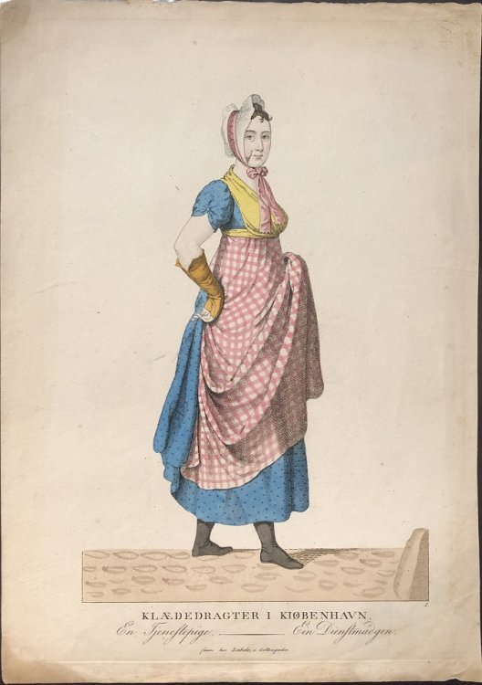 En Tjenestepige / Ein Dienstmadgen [maidservant]. KLAEDEDRAGTER I KOBENHAVN.