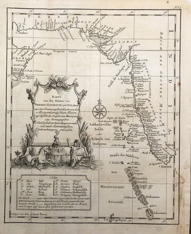 Karte von den Kusten von Persien, Guzaratte und Malabar aus der Franzoesischen Karte