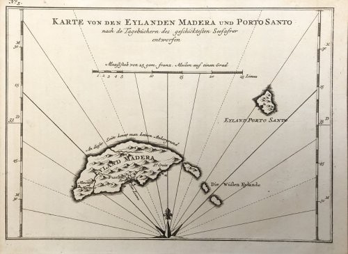 Karte von den Eylanden Madera und Porto Santo.
