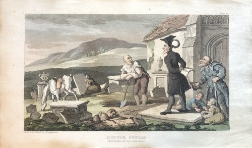 Doctor Syntax Meditating on the Tomb-Stones. [From: The Tour of Doctor Syntax In Search of the Picturesque. A Poem. 7th Edition with new Plates].
