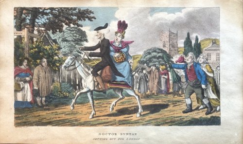 Doctor Syntax Setting Out for London. [From: The Tour of Doctor Syntax Through London, or the Pleasures and Miseries of the Metropolis. A Poem. By Doctor Syntax. Third Edition.]