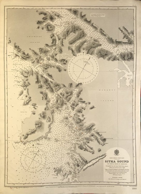North America - West Coast. Sitka Sound. (The Norfolk Sound of Vancouver). Principally from the latest United States Charts. Additions from the Russian Chart of 1848.