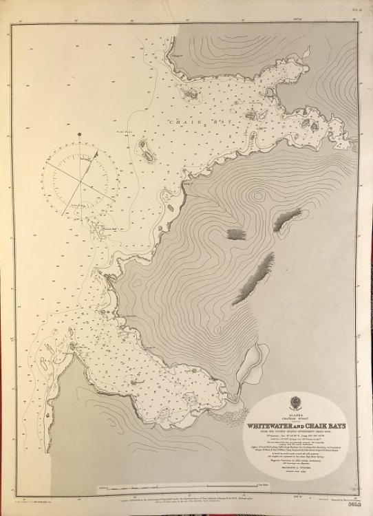 Alaska. Chatham Strait. Whitewater and Chaik Bays. From the United States Government Chart, 1906.