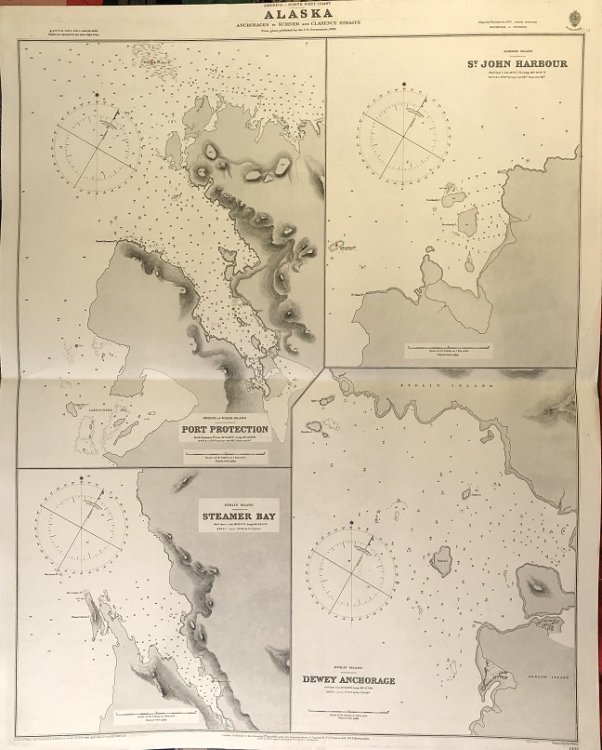 America - North West Coast. Alaska. Anchorages In Sumner and Clarence Straits. From plans published by the U.S. Government, 1888.