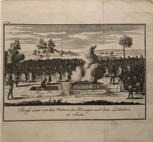 Strase einer von den Weibern des Koeniges und ihres Lieibhabers zu Juida [Punishment of one of the wives of the King of Whydah, and her lover.]