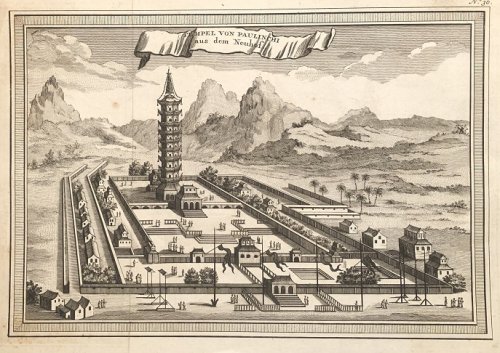 Tempel von Paulinchi aus dem Neuhof. [Temple of Pau Lin Chi, after Nieuhof].