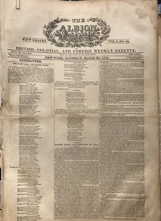 The Albion or British, Colonial and Foreign Weekly Gazette.