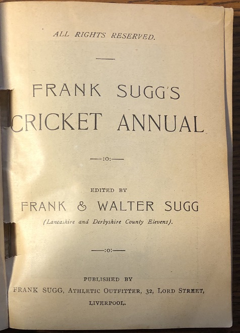 Frank Sugg's Cricket Annual. Edited by Frank & Walter Sugg. [Cover Title: Frank Sugg's Pocket Cricket Annual. 1902.)
