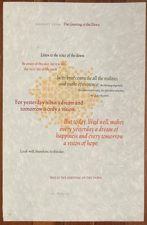 Sanskrit Poem. The Greeting of the Dawn.