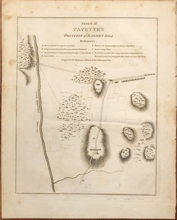 Sketch of General Fayette's Position at Barren Hill. Engraved for Stedman's History of the American War.