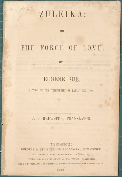 Zuleika: or The Force of Love. J.P. Brewster, Translator.