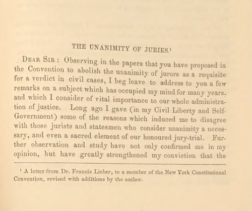 The Unanimity of Juries. Reprinted from the American Law Register, October, 1867.