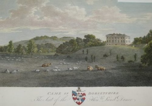Attractive original copper-engraved view of CAME in DORSETSHIRE. The Seat of the Hon. Lionel Damer. Dorset. From: HUTCHINS' "History of Dorset". 2nd. edition