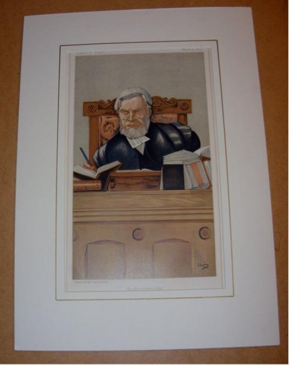ORIGINAL LITHOGRAPH by QUIZ: THE RT. HON. SIR H.C LOPES. “An Old Fashioned Judge”. 25/3/1893. (Legal)