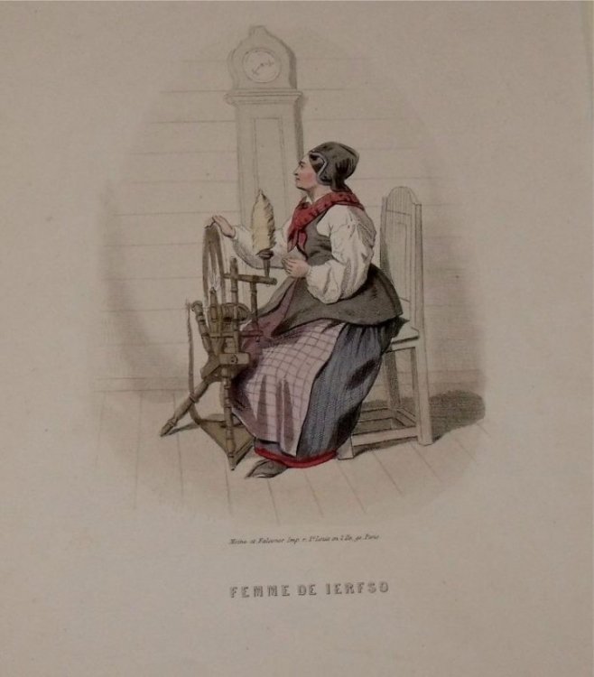 Attractive original engraving of Femme de Ierfso. Woman from Jerfso.