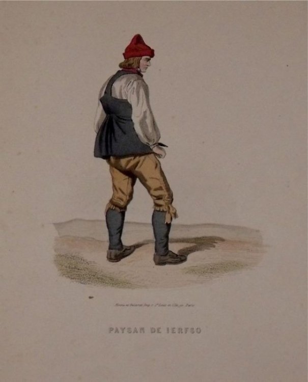 Attractive original engraving of Paysan de Ierfso. Peasant from Jerfso.