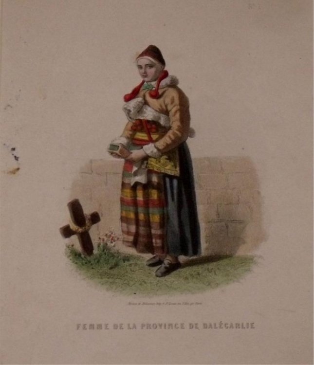 Attractive original engraving of Femme de la Province de Dalecarlie. Woman from the Province of Dalecarlia (Dalarna).