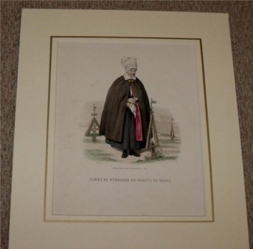 Attractive original engraving of Femme de Wingaker en Habits de Deuil. Woman from Wingaker in Mourning.