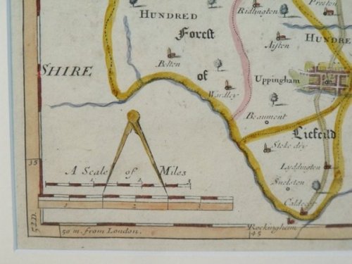 ORIGINAL ENGRAVED ANTIQUE MAP OF RUTLAND. Comitatus ROTELANDIAE Tabula Nova. From CAMDEN's Britannia.