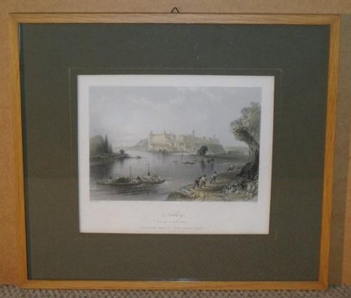 Attractive original steel engraving of Neubourg. (With the old ducal Palace.)