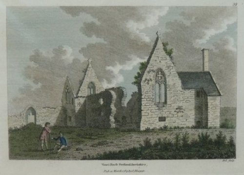 Original engraving of Vicar’s House, Portland, Dorsetshire. Pub.12 Mar 1784 by S.Hooper. D.L.Sculpt.