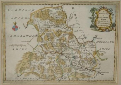 An Accurate Map of Brecknockshire, (Breconshire) Divided into its Hundreds, by G.Rollos, Geographer.