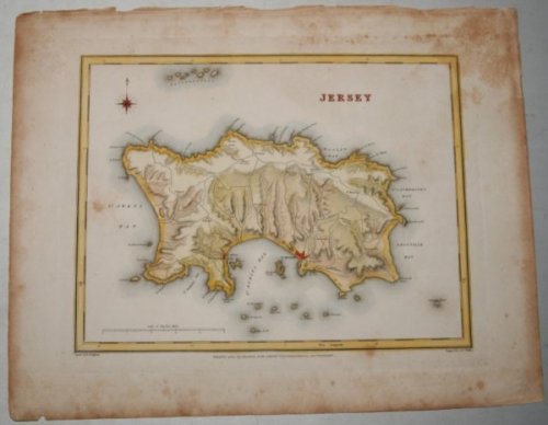 ORIGINAL ENGRAVED MAP OF Jersey. Engraved for LEWIS's “Topographical Dictionary” and drawn by R. Creighton. From: “AN ATLAS comprising Maps of the Several Counties, divided into Unions….”.