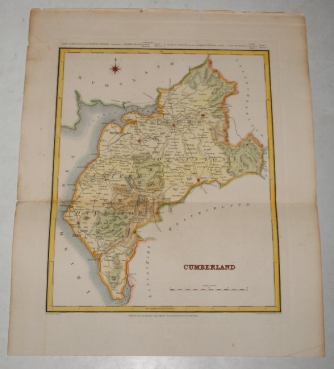 ORIGINAL ENGRAVED MAP OF Cumberland. Engraved for LEWIS's “Topographical Dictionary” and drawn by R. Creighton. From: “AN ATLAS comprising Maps of the Several Counties, divided into Unions….”.