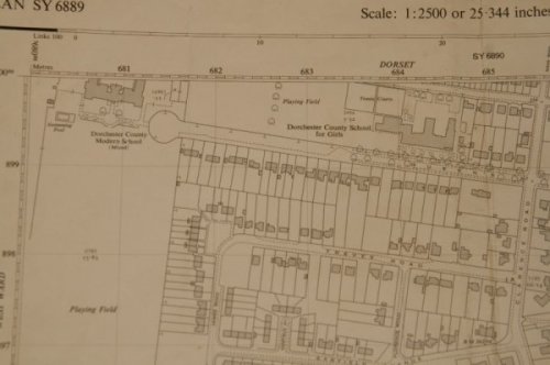 Ordnance Survey MAP Sheet SY 6889. No. 68. DORCHESTER, DORSET. Plan SY 6889. Scale 1:2500 or 25.344 inches to 1 mile.